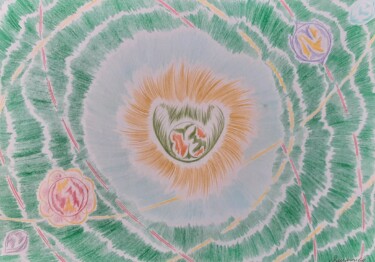 Disegno intitolato "le coeur de l'espace" da Iakim, Opera d'arte originale, Matita