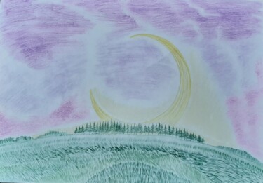 Desenho intitulada "la grande lune illu…" por Iakim, Obras de arte originais, Lápis