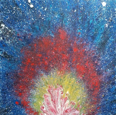 Рисунок под названием "une explosion qui c…" - Iakim, Подлинное произведение искусства, Акрил Установлен на Деревянная рама…