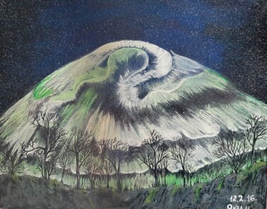 Рисунок под названием "grandes aurores bor…" - Iakim, Подлинное произведение искусства, Акрил Установлен на Деревянная рама…