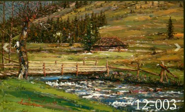 Painting titled "landscape " primava…" by Ialomiteanu, Original Artwork, Oil