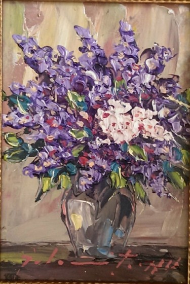 Painting titled "FLOWERS" by Ialomiteanu, Original Artwork, Oil