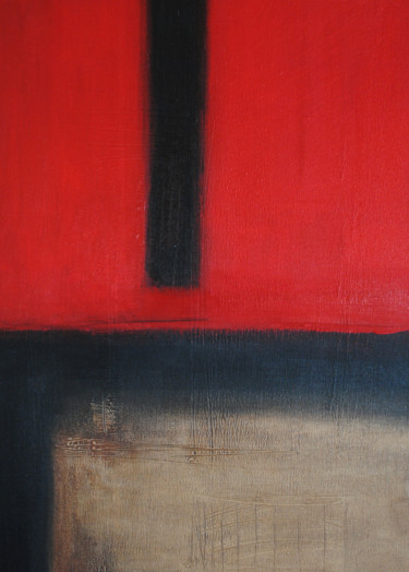 Painting titled "Red field" by Ian Palmer, Original Artwork, Acrylic