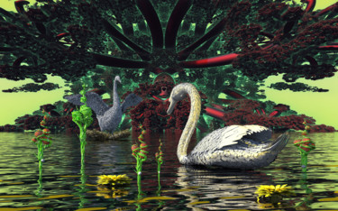 Digital Arts titled "Swan Lake" by Rikkihop, Original Artwork, 3D Modeling