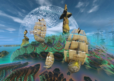 Digital Arts titled "The Fleet Sets Sail" by Rikkihop, Original Artwork, 3D Modeling