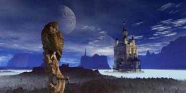The Owl and the Tower Arts numériques intitulée "The Owl and the Tow…" par Rikkihop, Œuvre d'art originale, Modélisation 3D