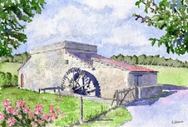 Painting titled "Old watermill, Dord…" by Ian Osborne, Original Artwork, Oil