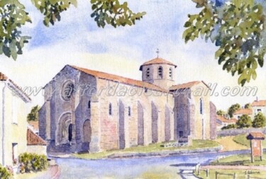Painting titled "The church at Bussi…" by Ian Osborne, Original Artwork, Oil