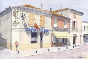 Painting titled "Café des Arts, Mont…" by Ian Osborne, Original Artwork, Oil
