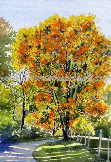 Painting titled "Autumn oak" by Ian Osborne, Original Artwork, Other