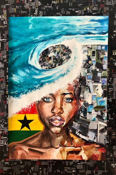 Schilderij getiteld "Accra" door Iana Venedchuk, Origineel Kunstwerk, Gouache Gemonteerd op Andere stijve panelen