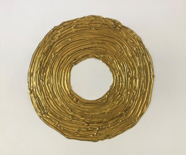 Painting titled "Golden Donut" by Iana Volga, Original Artwork, Plaster