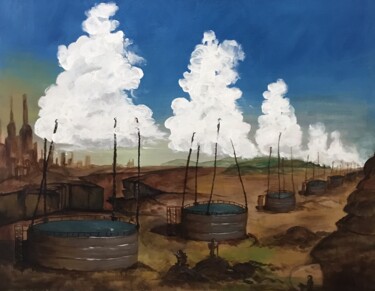 Schilderij getiteld "Clouds Salvation" door Iana Volga, Origineel Kunstwerk, Acryl