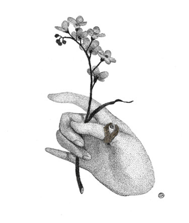 Drawing titled "Forget. Hand Series" by Iana Cherepanska, Original Artwork, Ink