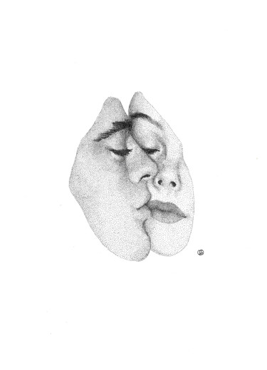 「Kiss. Vintage Faces…」というタイトルの描画 Iana Cherepanskaによって, オリジナルのアートワーク, インク
