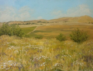 Картина под названием "Поля,холмы и летний…" - Ярослав Кувшинов, Подлинное произведение искусства, Масло