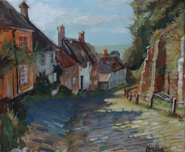 Malerei mit dem Titel "Cottages. England" von Iaroslav Hmelnitki, Original-Kunstwerk, Öl
