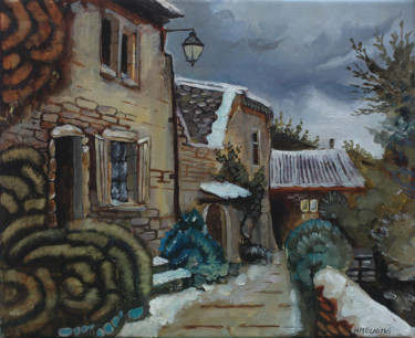 Painting titled "Old cottage" by Iaroslav Hmelnitki, Original Artwork, Oil