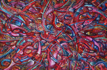 Malarstwo zatytułowany „"Multiple personali…” autorstwa Iason Orlandos, Oryginalna praca, Olej Zamontowany na Drewniana rama…