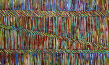 Painting titled "Line Groove #11  XL…" by Iason Orlandos, Original Artwork, Oil Mounted on Wood Stretcher frame