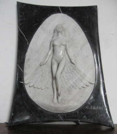 Sculpture intitulée "La femme ailée" par Christian Ibanes, Œuvre d'art originale, Pierre