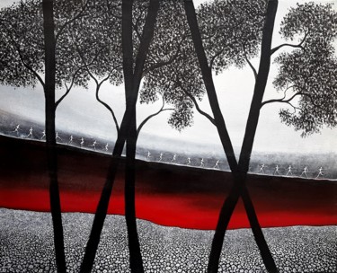 Exode Peinture intitulée "Exode" par Henri Ibara, Œuvre d'art originale, Acrylique Monté sur Châssis