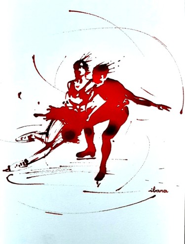 Patinage artistique N°1 Dessin intitulée "Patinage artistique…" par Henri Ibara, Œuvre d'art originale, Encre