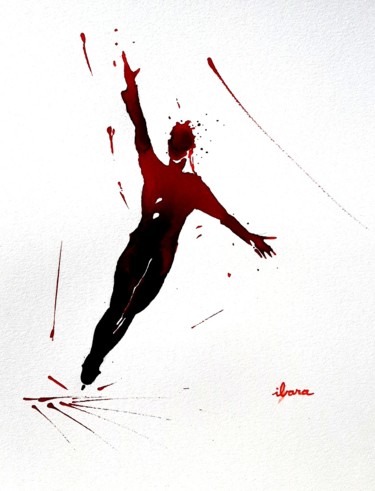 Patinage artistique N°5 Dessin intitulée "Patinage artistique…" par Henri Ibara, Œuvre d'art originale, Encre