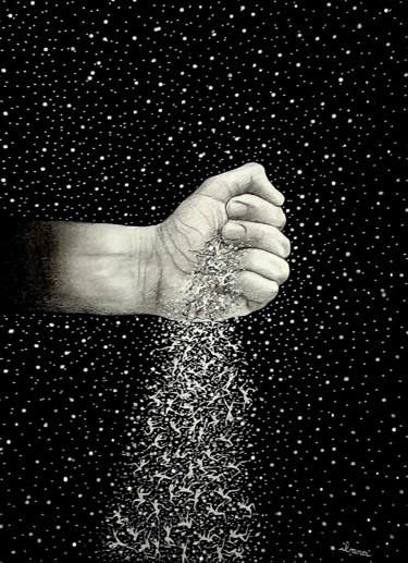 Poussière d'étoiles Dessin intitulée "Poussière d'étoiles" par Henri Ibara, Œuvre d'art originale, Crayon