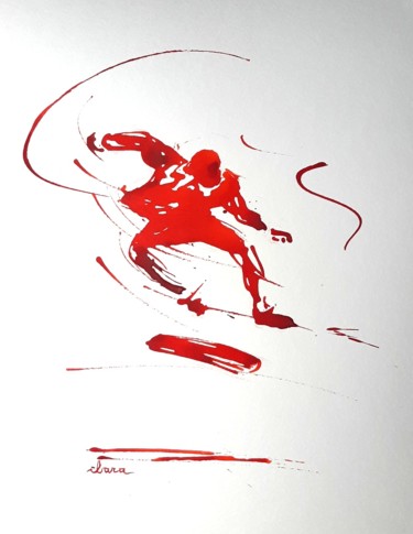 Skateur N°4 Dessin intitulée "Skateur N°4" par Henri Ibara, Œuvre d'art originale, Encre