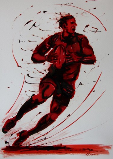 Rugby N°25 Drawing titled "Rugby N°25" by Henri Ibara, Original Art, Ink
