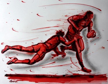 Rugby N°27 Drawing titled "Rugby N°27" by Henri Ibara, Original Art, Ink