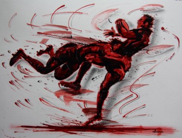 Rugby N°32 Drawing titled "Rugby N°32" by Henri Ibara, Original Art, Ink