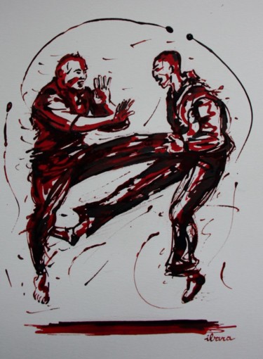penchak-silat-dessin-encre-sanguine-d-ibara-sur-papier-aquarelle-300gr-format-30cm-sur-42cm.jpg Drawing titled "penchak-silat-dessi…" by Henri Ibara, Original Art, Ink