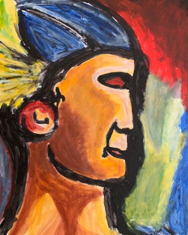 Painting titled "L’indien" by Thierry Ibert, Original Artwork, Acrylic