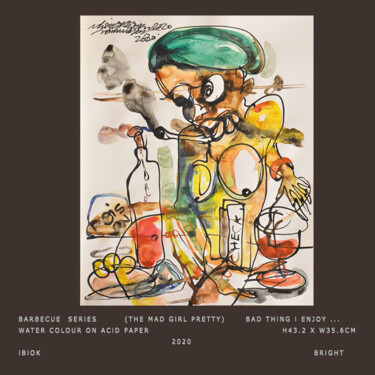 Peinture intitulée "Barbecue Series (Th…" par Ibiok Bright Signature Art Gallery, Œuvre d'art originale, Aquarelle