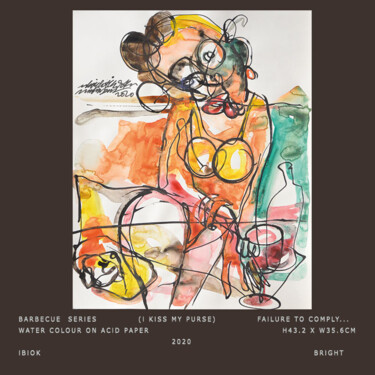 Peinture intitulée "Barbecue Series (I…" par Ibiok Bright Signature Art Gallery, Œuvre d'art originale, Aquarelle