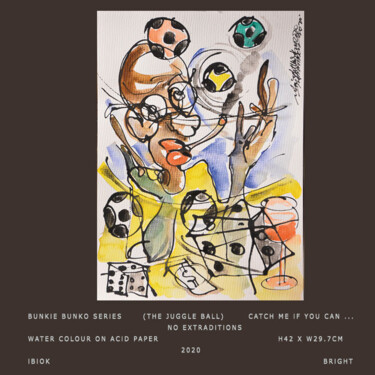 Картина под названием "Bunkie Bunko Series…" - Ibiok Bright Signature Art Gallery, Подлинное произведение искусства, Акварель