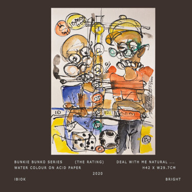 Картина под названием "Bunkie Bunko Series…" - Ibiok Bright Signature Art Gallery, Подлинное произведение искусства, Акварель
