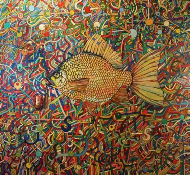 Pintura titulada "Goldfisch" por Skullinsky, Obra de arte original, Oleo