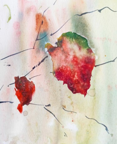 Painting titled "Autumn leaves" by Ibolya Taligas, Original Artwork, Watercolor