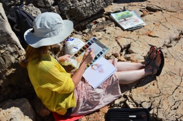 Peinture intitulée "Sketching near Ksam…" par Ibolya Taligas, Œuvre d'art originale, Aquarelle