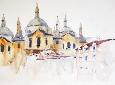 Painting titled "Perigueux Cathedral" by Ibolya Taligas, Original Artwork, Watercolor