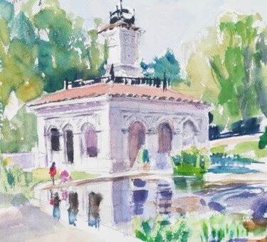 Painting titled "The Italian Fountai…" by Ibolya Taligas, Original Artwork, Watercolor