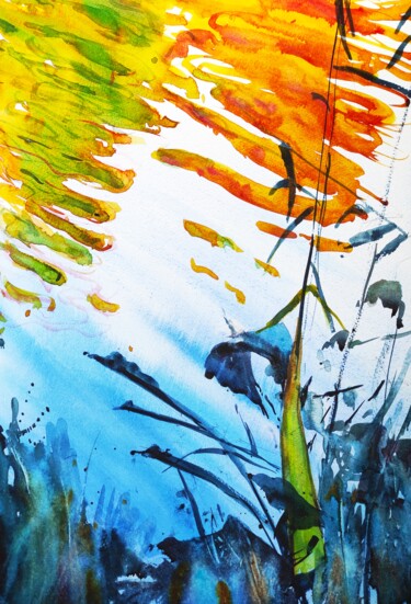 「Autumn Reflections」というタイトルの絵画 Ibolya Taligasによって, オリジナルのアートワーク, 水彩画