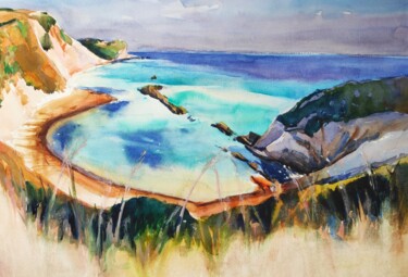 Pintura titulada "Dorset Coast" por Ibolya Taligas, Obra de arte original, Acuarela