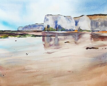 Painting titled "White Cliffs" by Ibolya Taligas, Original Artwork, Watercolor