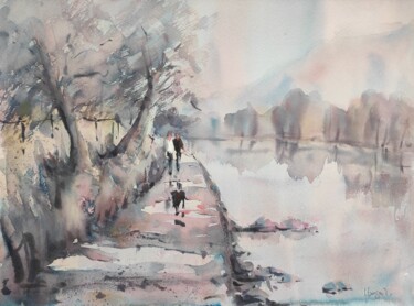 Painting titled "After the Rain" by Ibolya Taligas, Original Artwork, Watercolor