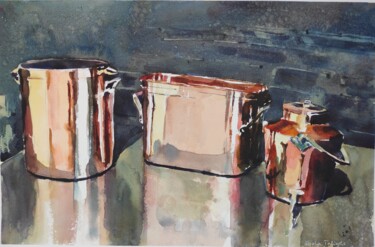 Malerei mit dem Titel "Still life with cop…" von Ibolya Taligas, Original-Kunstwerk, Aquarell