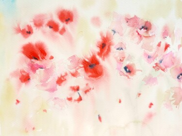 Painting titled "Poppies in the Summ…" by Ibolya Taligas, Original Artwork, Watercolor